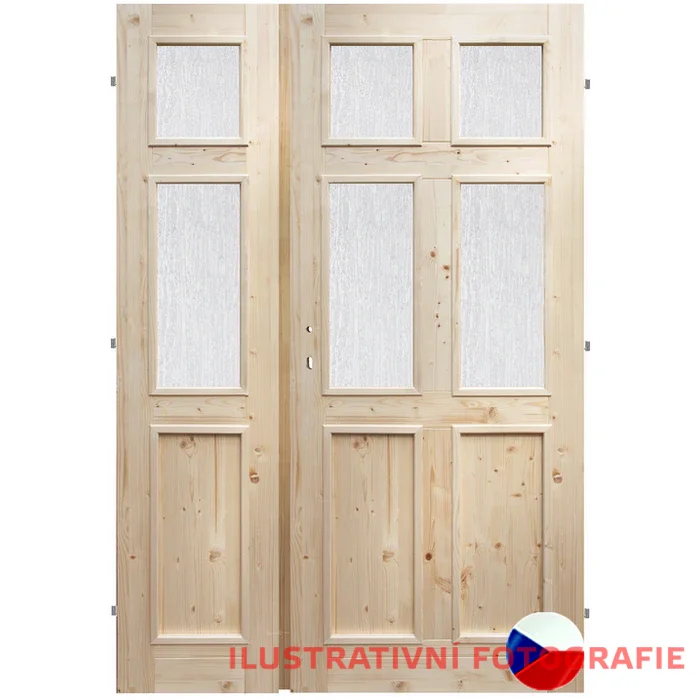 Interiérové dveře dvoukřídlé TREND 6S3K - Rozměr DV dveří: 125 cm , Orientace: pravé otevíravé + levé fix